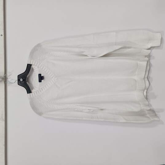 Men's White V-Neck Knitted Sweater Size L image number 1