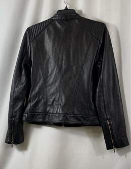Cole Haan Womens Black Leather Long Sleeve Full Zip Biker Jacket Size Medium alternative image