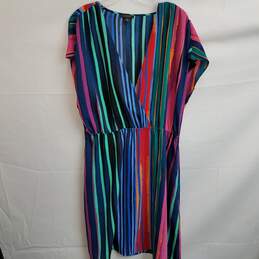 Women's colorful striped sleeveless shift dress XL