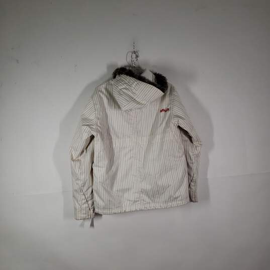 Womens Striped Long Sleeve Pockets Hooded Full-Zip Ski Jacket Size Medium image number 2