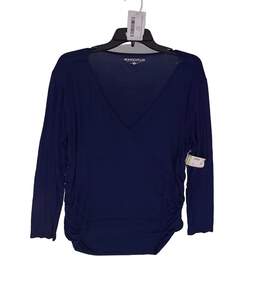 NWT Womens Navy Blue Nursing Crossover Long Sleeve Blouse Top Size XXL Plus