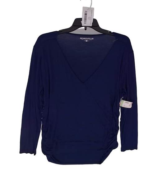 NWT Womens Navy Blue Nursing Crossover Long Sleeve Blouse Top Size XXL Plus image number 1