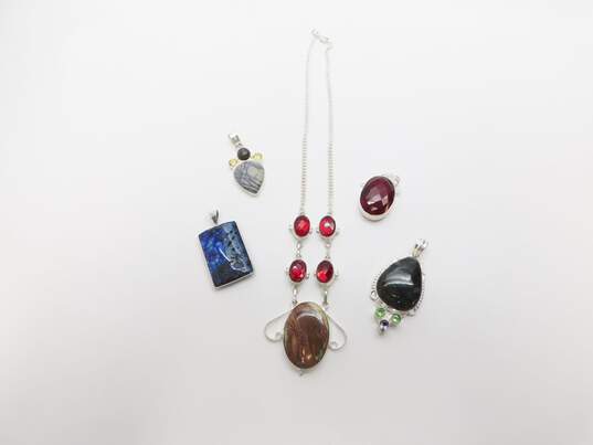 Artisan Silver Tone Labradorite, Lapis, Jasper & Glass Jewelry image number 1