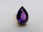 14K Yellow Gold 0.18 CTTW Diamond & Pear Cut Amethyst Ring 10.2g image number 1