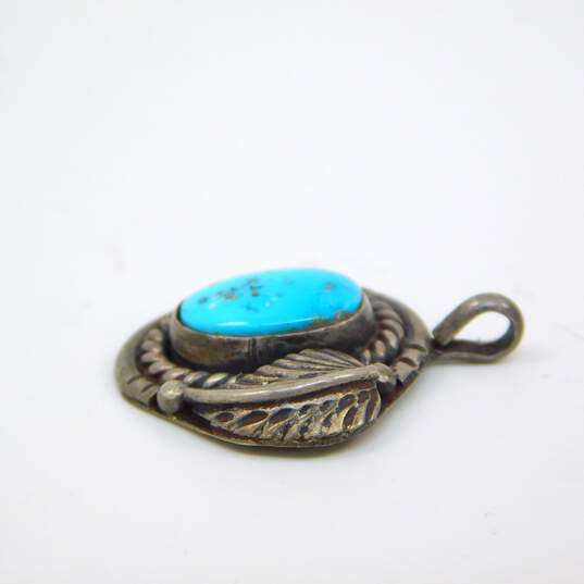 Southwestern Artisan 925 Sterling Silver Faux Turquoise Pendant 2.4g image number 3