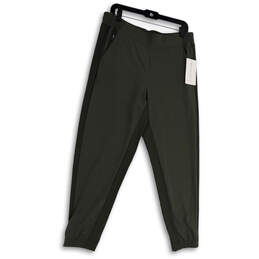 NWT Womens Green Flat Front Zip Pocket Tapered Leg Jogger Pants Size 14