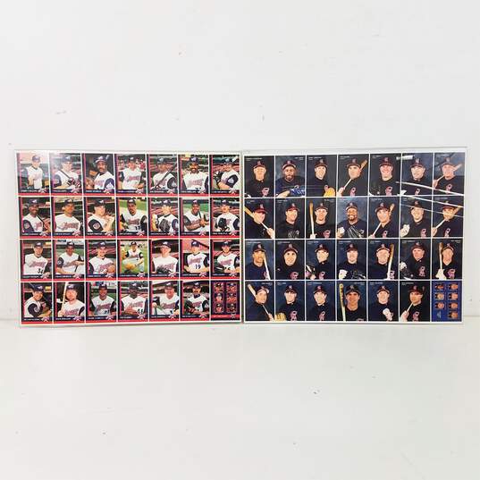 Set of Anaheim Angels Uncut Trading Card Sheets in an Acrylic Frame image number 1