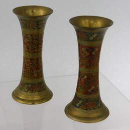 Set of Brass  Etched Bud Vases