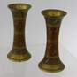 Set of Brass  Etched Bud Vases image number 1