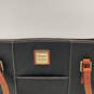 Womens Black Brown Leather Inner Pockets Bottom Studs Zipper Tote Bag image number 6
