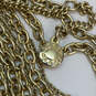 Designer J. Crew Gold-Tone Double Coin Link Chain Stylish Pendant Necklace image number 4
