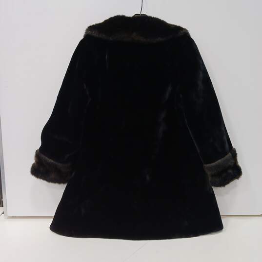 Women's Black & Brown Borgazia Russel Taylor Faux Fur Coat ( Size Not Marked ) image number 4