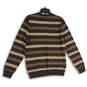 NWT Mens Brown Striped Knitted Crew Neck Long Sleeve Pullover Sweater Sz M image number 2
