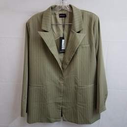 Women's oversized olive green stripe blazer jacket 6 nwt