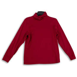 Womens Red Long Sleeve Turtleneck Modern Pullover Sweater Size Medium