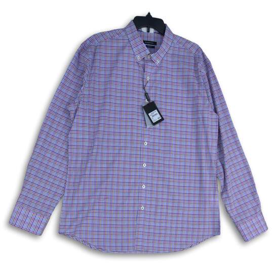 NWT Bugatchi Mens Multicolor Plaid Spread Collar Button-Up Shirt Size XL image number 1