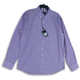 NWT Bugatchi Mens Multicolor Plaid Spread Collar Button-Up Shirt Size XL