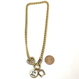 Designer Juicy Couture Gold-Tone Curb Chain Rhinestone Charm Necklace alternative image