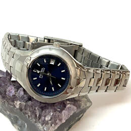 Designer Fossil PR-1690 Silver-Tone Strap Round Blue Dial Analog Wristwatch