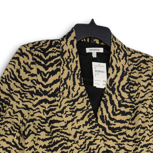 Womens Black Yellow Tiger Print Double Breasted Two Button Blazer Size 3 image number 3