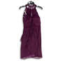 Womens Purple Halter Neck Ruched Knee Length Back Zip Sheath Dress Size 8 image number 2