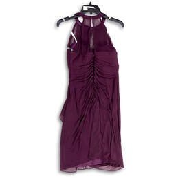 Womens Purple Halter Neck Ruched Knee Length Back Zip Sheath Dress Size 8 alternative image