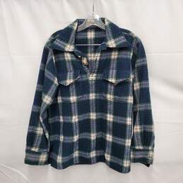 Pendleton WM's Blue Plaid Flannel Half Button Shirt Size S