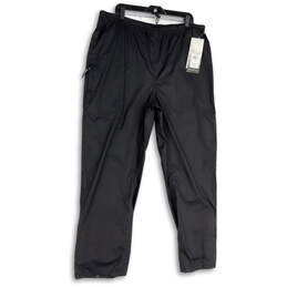NWT Womens Black Elastic Waist Pockets Straight Leg Rain Pants Size XL