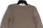 Womens Brown Round Neck Ruffle Cuff Long Sleeve Knit Pullover Sweater Sz S image number 4