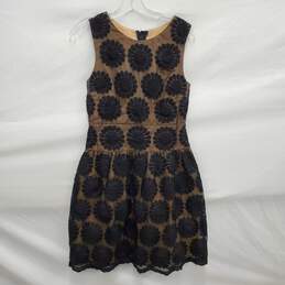 Anthropologie Leifsdottir WM's Black & Nude Daisy Embroidered Sheer Dress Size 2