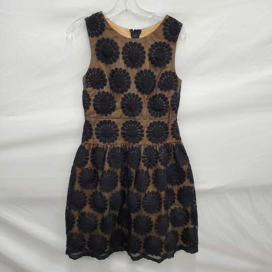 Anthropologie Leifsdottir WM's Black & Nude Daisy Embroidered Sheer Dress Size 2 image number 1