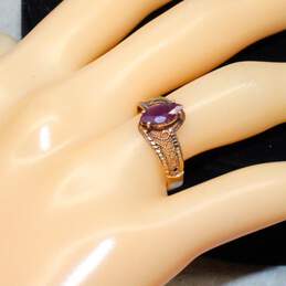 10K Yellow Gold Marquise Cut Ruby Filigree Ring Size 8.75