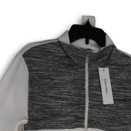 NWT Mens White Gray Long Sleeve Mock Neck Pockets Full-Zip Jacket Size S alternative image