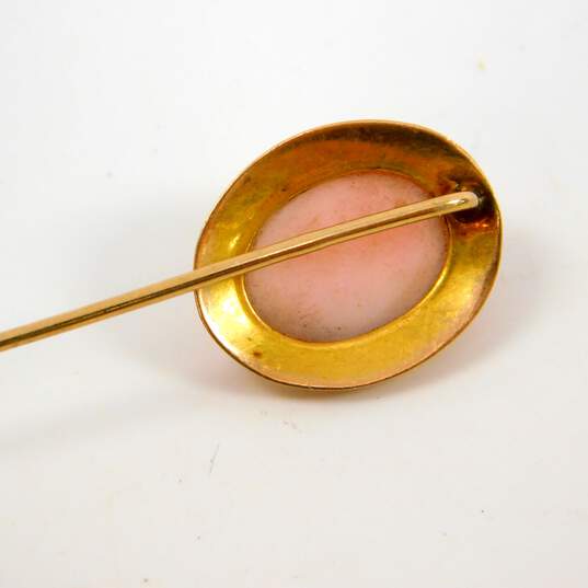 Vintage 10k Yellow Gold Cameo Etched Stick Pin 1.5g image number 5