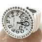 Designer Betsey Johnson Silver-Tone Rhinestone Round Dial Analog Wristwatch image number 1