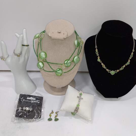 Bundle of Assorted Green Costume Jewelry image number 1