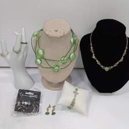 Bundle of Assorted Green Costume Jewelry