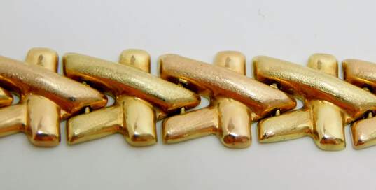 Elegant 14K Two Tone Yellow & Rose Gold Fancy Link Panel Bracelet 12.8g image number 3