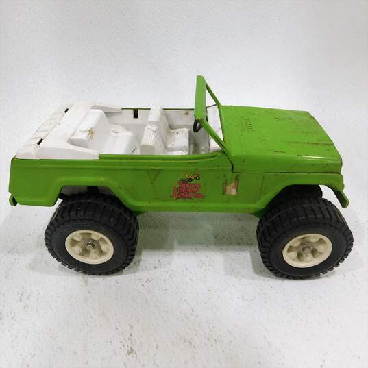 VTG 1970s Tonka Stump Jumper Jeep Green Pressed Steel Toy No Top image number 2