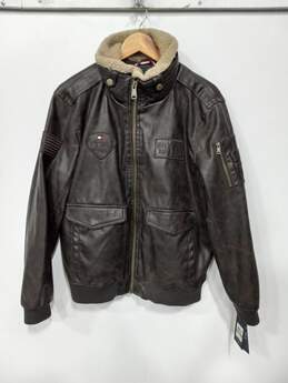 Tommy Hilfiger Faux Leather Sherpa Bomber Jacket Men's Size L