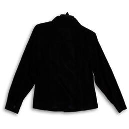 Womens Black Velvet Long Sleeve Collared Pockets Button Front Jacket Size S alternative image