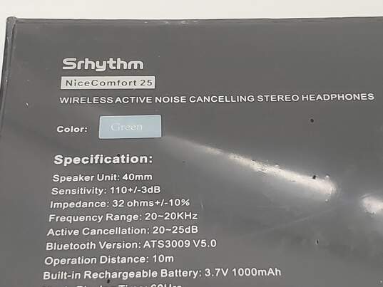 Srhythm Active Noise Cancelling Wireless Headphones Green Sealed image number 3