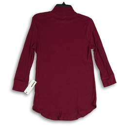NWT Sonoma Womens Maroon Ribbed Mock Neck Long Sleeve Pullover Blouse Top Size M alternative image