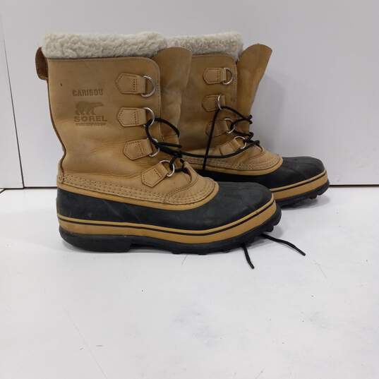 Sorel Men's Black/Brown Caribou Waterproof Boots Size 9 image number 1