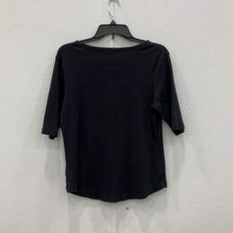 Womens Black Short Sleeve Henley Neck Pullover Blouse Top Shirt Size M/P 10-12 alternative image