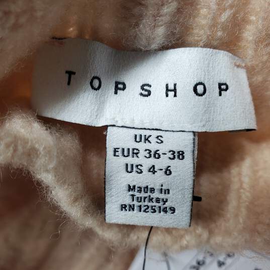 TOPSHOP Peach Knit Pullover LS Sweater Women's 4-6 NWT image number 3