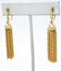 VNTG Crown Trifari Gold Tone Clip-On Chain Tassel Drop Dangle Earrings 12.1g image number 3