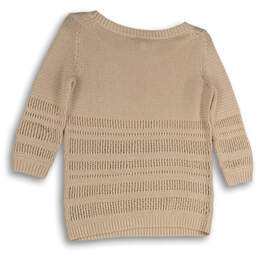 Womens Beige 3/4 Sleeve Round Neck Knitted Pullover Sweater Size Small alternative image