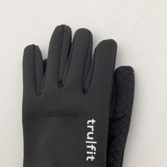 Mens Black Embroidered Logo Knitted Multipurpose Casual Winter Gloves image number 3