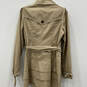Womens Brown Long Sleeve Collared Button Front Trench Coat Size Large image number 2